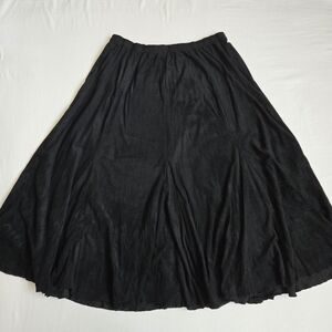 Susan Graver Microsuede Velour A-line Full Midi Skirt Black L Modest
